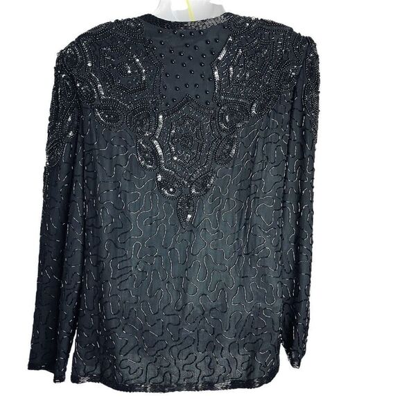 Adrianna Papell Evening Silk Beaded Sequin Evening Jacket Cardigan, Vintage SZ ( - Picture 2 of 9